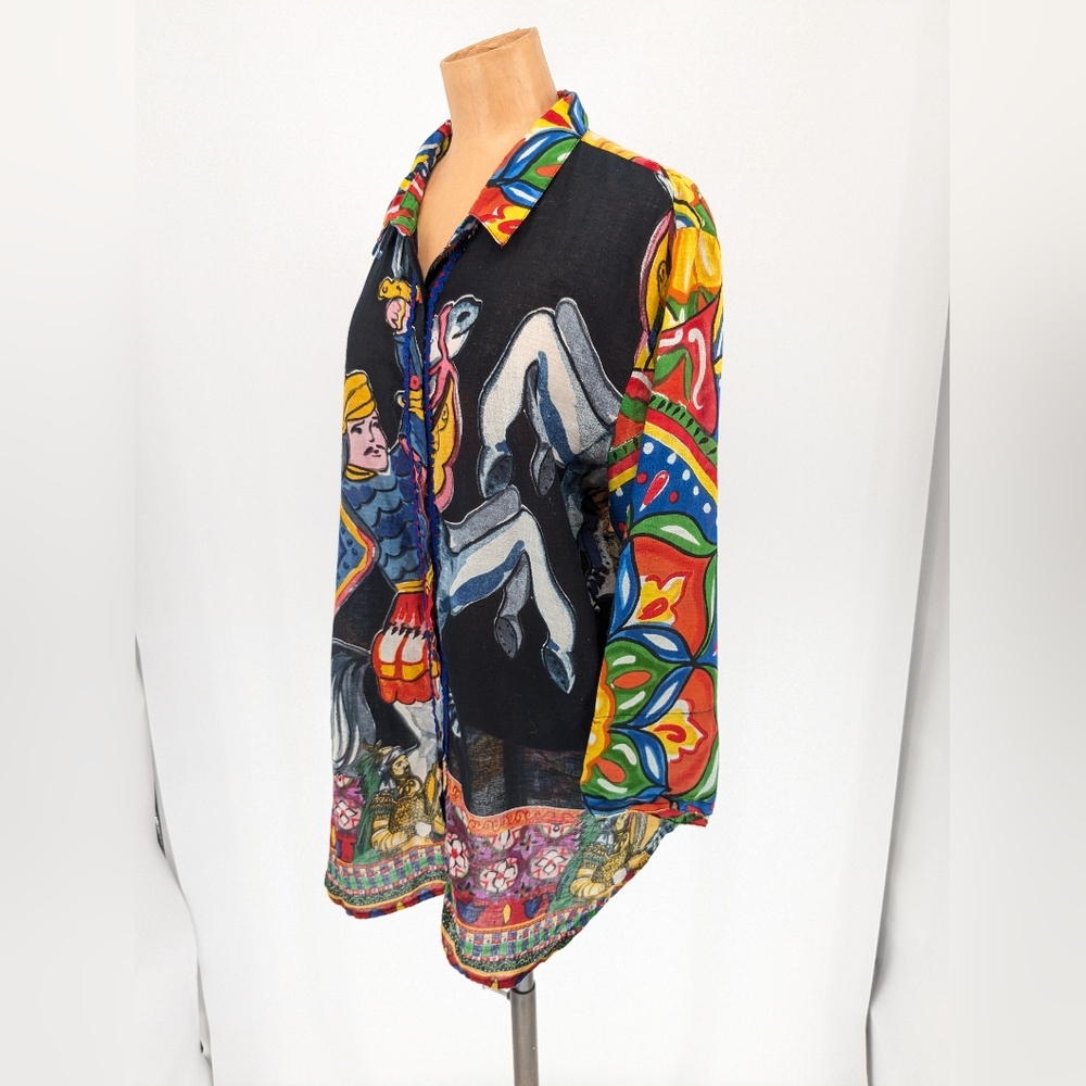 Antica Sartoria by Giacomo Button Down Collared Shirt Art To Wear Colorful Sz XL - Picture 5 of 16